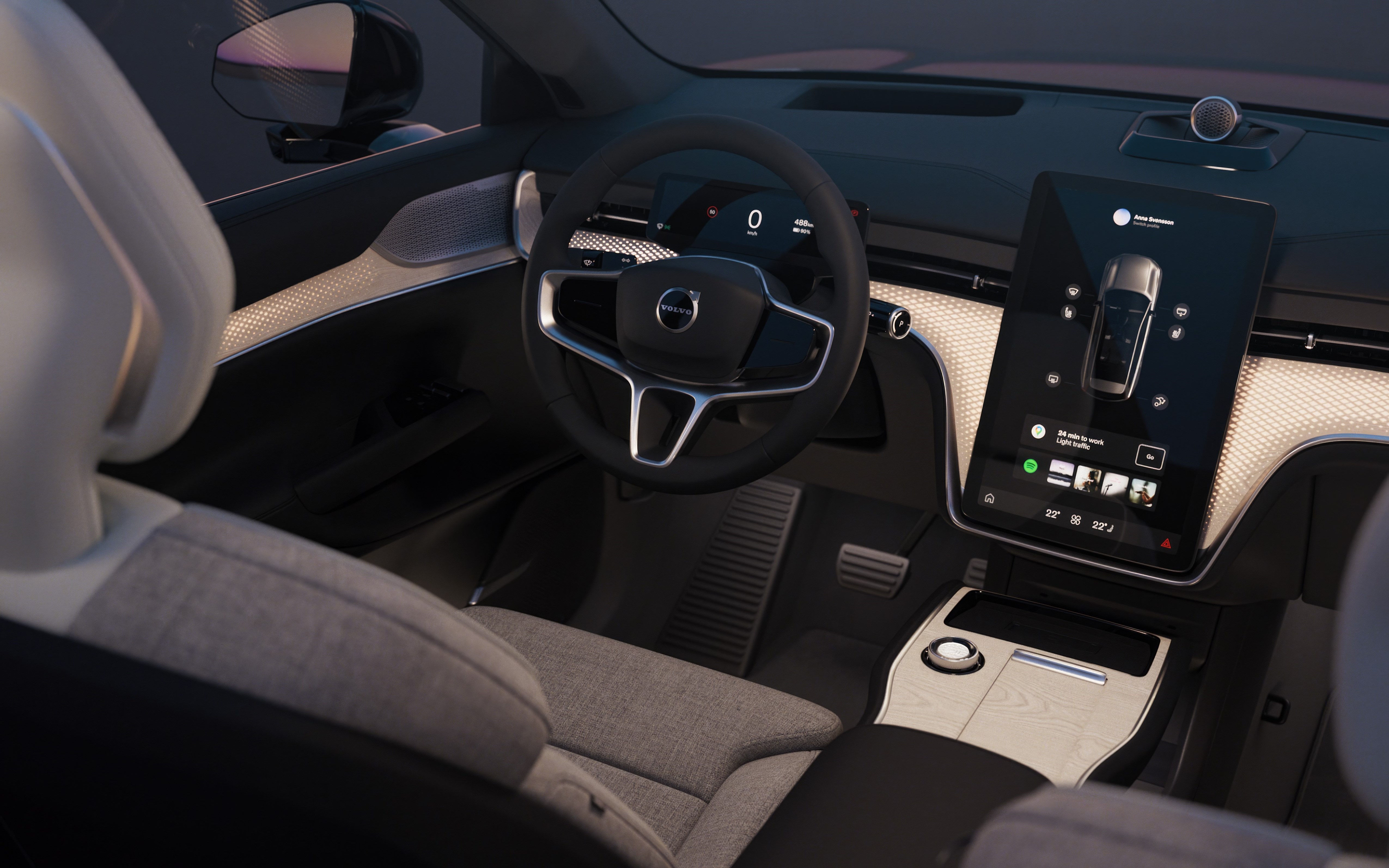 Volvo EX90, ejecución de la luz en el interior del coche