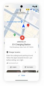Google Maps incluye más información sobre las estaciones de carga y otras opciones sostenibles